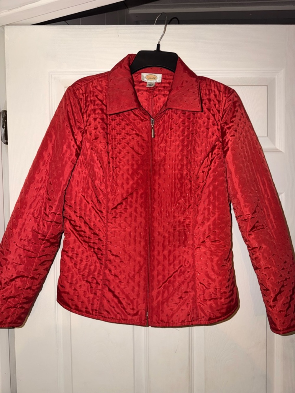 Talbots Red Quilted Zip-Front Puffer Jacket